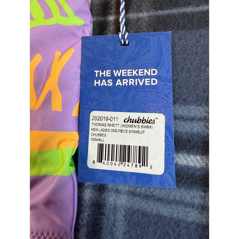 Chubbies Thomas Rhett Purple Geometric One Piece Swimsuit XS 202019-011 NWT - Picture 2 of 8